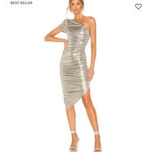 X REVOLVE KALINA MIDI DRESS IN PEWTER, Worn once! Great for holiday or NYE party